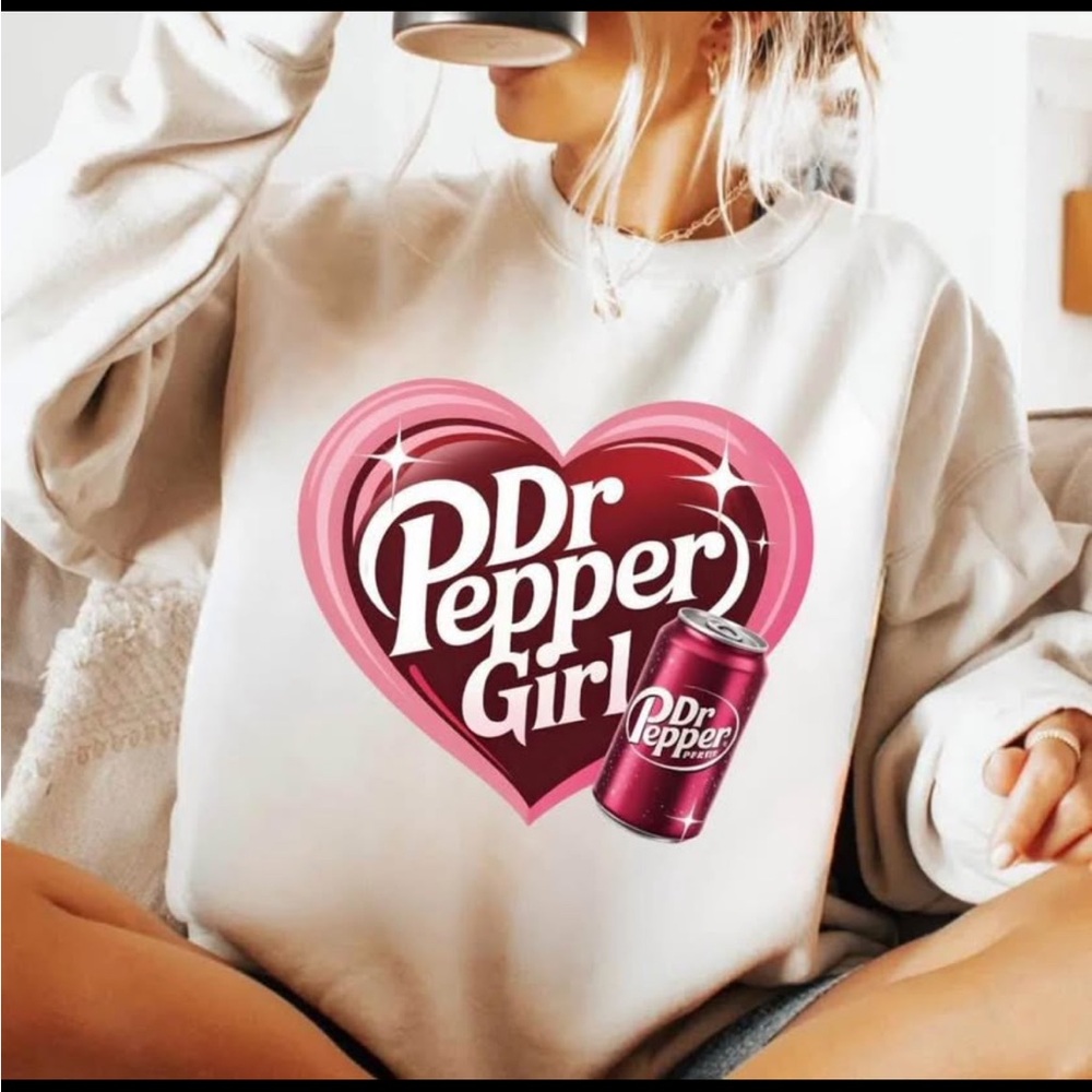 Gildan Cream Sweater with Pink Heart Design